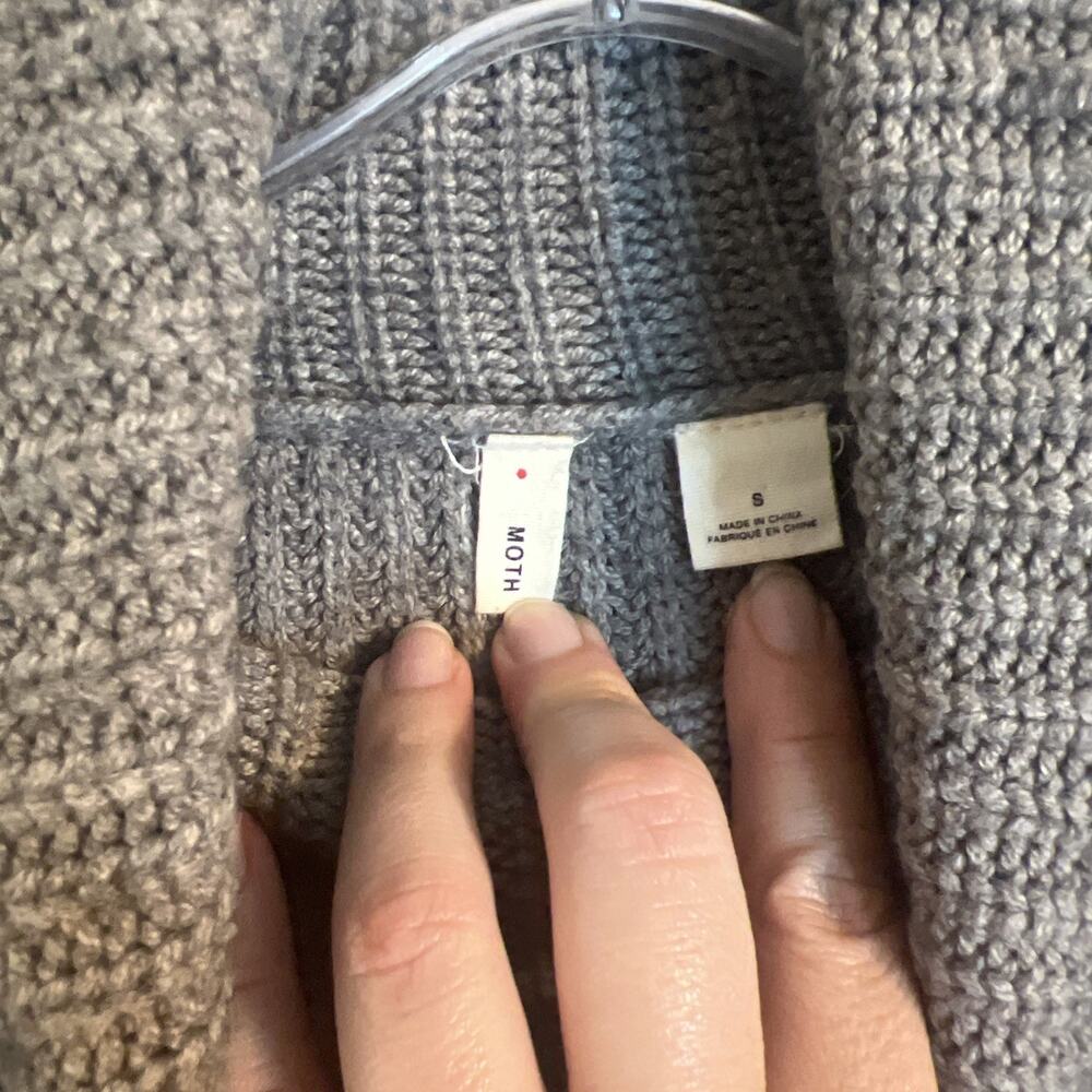 Anthropologie Moth Womens Pullover Sweater Size Small Gray High Low Chunky Knit - Picture 5 of 8